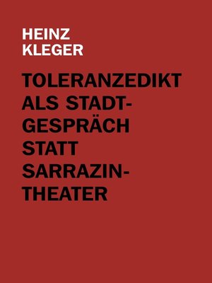 cover image of Toleranzedikt als Stadtgespräch statt Sarrazin-Theater